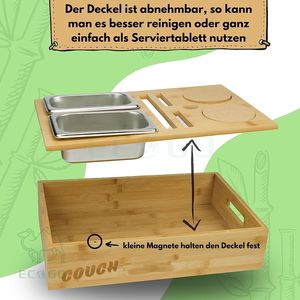 Bandeja de sofá para barra de sofá con soporte para bebidas y 2 tazones de patatas fritas de bambú, incluidos 2 posavasos para organizador de sofá - Product Image 6