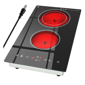 Table de cuisson intelligente 2 brûleurs, plaque chauffante électrique radiant 120V, design encastrable avec pieds de comptoir, plaque <span class=keywords><strong>vitrocéramique</strong></span> - Product Image 3