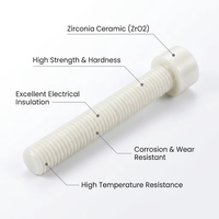 Vis en céramique de zircone haute résistance, tête cylindrique à six pans creux, boulon fileté isolant en ZrO2, tailles personnalisées