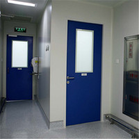 Portes à charnières intégrées en acier inoxydable au design épuré pour salle blanche, s'harmonisant avec le style global de la décoration intérieure d'atelier propre.