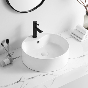 Évier de salle de bain en céramique, portable, luxueux, rond, artistique, fait sur mesure - Product Image 2
