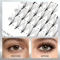 Extensions de cils individuels pré-éventailés faits à la main, base ultra-fine, naturels pour le volume, 12 rangées, sans chute