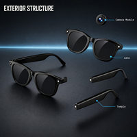Lunettes Intelligentes avec Caméra HD 1080P, 800W Pixels, Audio Sans Fil BT 5.3, Enregistrement Vidéo 2K, Assistant Vocal IA, WiFi