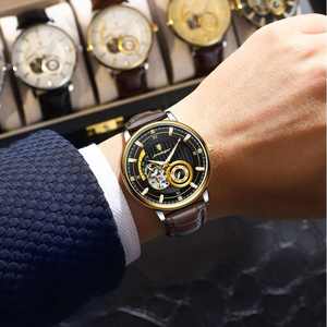 Montre automatique pour homme POEDAGAR 1416 avec bracelet en cuir étanche et mouvement mécanique à lumière nocturne 2025 - Product Image 6