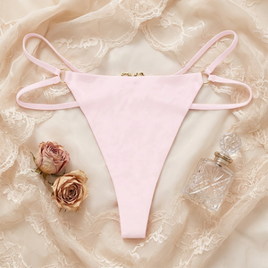 Women Sexy Heart <b>Ring</b> Thong Panties Double Straps Low Waist T-Back Underwear Solid Color Seamless Women's Lingerie Wholesale - Product Image 2