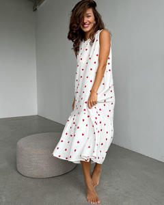 Nuova Collezione Primavera: Camicia da Notte Sexy con Scollo a O, Stampa <span class=keywords><strong>Love</strong></span>, Bianca, Senza Maniche, in Cotone, Abbigliamento da Casa per Signore - Product Image 4