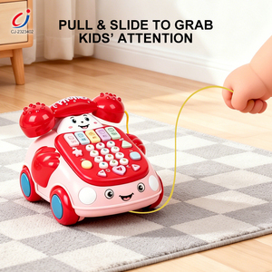 Jouet de voiture pour enfants, ligne de traction, apprentissage intelligent, dessin animé, multifonction, musique éducative, téléphone - Product Image 2
