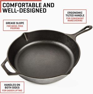 Non-Stick Enamel Coated Cast Iron Paella <b>Pan</b> & Seafood Frying <b>Pan</b> with Protective Handle Pre-Seasoned for Gas and Induction - Product Image 3