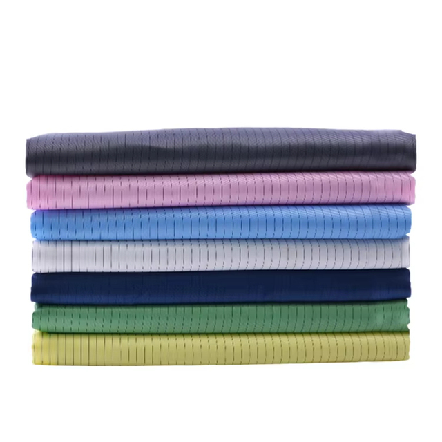 98% Polyester 2% Carbon Fiber Stripe Anti-static Fabric 2.5mm 5mm Grid ESD Fabric for ESD Woekwear Cleanroom Clothing