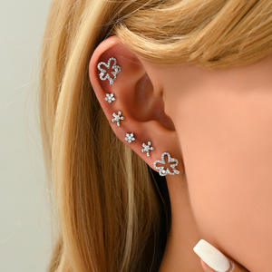 Orecchini di zircone Micro-pavimentati da donna alla moda di Xinjue stile nicchia Easy Match Popul per abiti Casual in stile Tweed perfetto regalo in ottone - Product Image 1