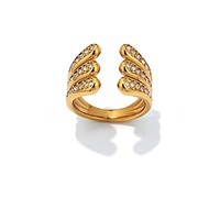 Anillo de Acero Inoxidable de Lujo a Precio Accesible, Estilo Occidental, Chapado en Oro de 18K, Incrustaciones de Diamantes, Diseño Geométrico Ovalado, Apilable, Unisex