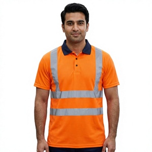 Direct Men High Visibility <b>Polo</b> Work Shirt Workwear 100% Polyester Shirt Reflective Safety <b>Polo</b> T-Shirt - Product Image 1