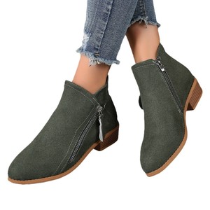 Nuevas <span class=keywords><strong>Botas</strong></span> de Tacón Bajo con Cremallera Lateral <span class=keywords><strong>para</strong></span> Mujer, Talla Grande, Punta Puntiaguda, <span class=keywords><strong>Botas</strong></span> de Gamuza 43 - Product Image 5