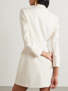 <span class=keywords><strong>Abito</strong></span> da donna personalizzato <span class=keywords><strong>doppio</strong></span> <span class=keywords><strong>petto</strong></span> a manica lunga formale con scollo a V <span class=keywords><strong>abito</strong></span> elegante con bottoni per la carriera - Product Image 2