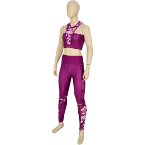 Conjunto Deportivo de Compresión Ligero para Mujer, Pantalones por Encima de la Rodilla y Top Corto, 100% Algodón, para Yoga y Entrenamiento - Product Image 1