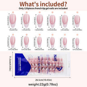 120 <span class=keywords><strong>Uñas</strong></span> Postizas de Gel Suave con Punta Francesa en Degradado Rosa <span class=keywords><strong>para</strong></span> Uso Diario - Product Image 3