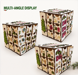 Reusable Wooden Advent Calendar <b>Box</b> with 24 Drawers <b>Christmas</b> Countdown Gift Organizer Snowflake Decor for Home Display - Product Image 4