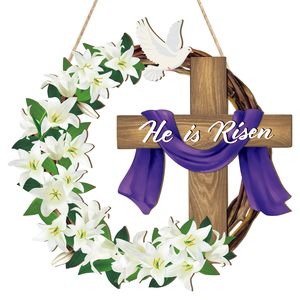 Guirnaldas Decorativas Ecológicas Estilo Rústico para Navidad y Pascua - Decoración de Madera para Puertas y Paredes, Coronas para Puerta Principal - Product Image 1