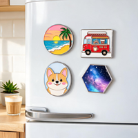 Aimants de réfrigérateur carrés en aluminium personnalisés, motifs animaux mignons (ours, renard, panda, chat), imprimés, durables, cadeaux promotionnels