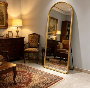 <b>Arched</b> Floor <b>Mirror</b> <b>Full</b> <b>Length</b> Body <b>Mirror</b> Aluminum Alloy Frame Glass Panel Decorative Standing <b>Mirror</b> for Bedroom Living Room - Product Image 3
