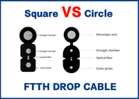 Penyedia ISP Menyediakan Kabel Serat Optik FTTH Drop 1C 2C 4C G657A2 G657A1 Dengan Garis Hijau Sesuai Pesanan