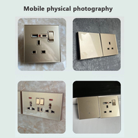 UK soket pengisi daya Cepat 20W USB Tipe C outlet saklar listrik dinding kaca Tempered emas mewah dengan lampu indikator LED Malta