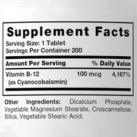 Comprimés de Vitamine B12 RICHTEK 100 mcg – Complément Essentiel pour Hommes – Soutien Énergétique – Formule Végétalienne Sans OGM et Sans Gluten