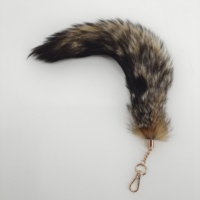 Véritable fourrure de renard bleu naturel tanné 25-28cm Porte-clés Island Coffee Fox Fur Tail Ring