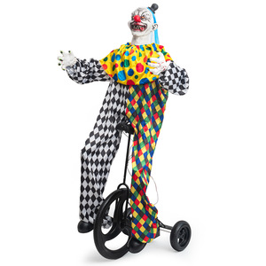Accesorio de Payaso Animado Grande de Halloween en Bicicleta con Sensor de Movimiento para Casa Embrujada y Parque de Atracciones - Product Image 6