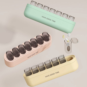 Portable 7-Day Plastic Pill Box Large Capacity Split Design Travel Daily Medication Organizer