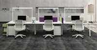 Table de travail moderne en bois Uspair pour 6 personnes, poste de travail de bureau, mobilier de bureau, table de bureau modulaire avec chaise ergonomique
