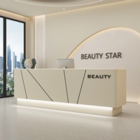 Bureau d'accueil en cuir Arc pour salon de beauté, usage commercial, design minimaliste moderne, multifonctionnel