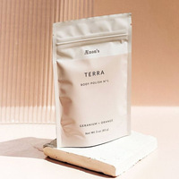 Sac en papier kraft refermable personnalisé écologique pour gommage corporel, sel de bain, emballage autoportant, sac en plastique avec fenêtre transparente