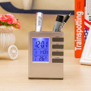 Pen Holder Storage Box Multi Functional <b>Electronic</b> <b>Calendar</b> With Alarm Clock Temperature Display For Office Study Bedroom - Product Image 1