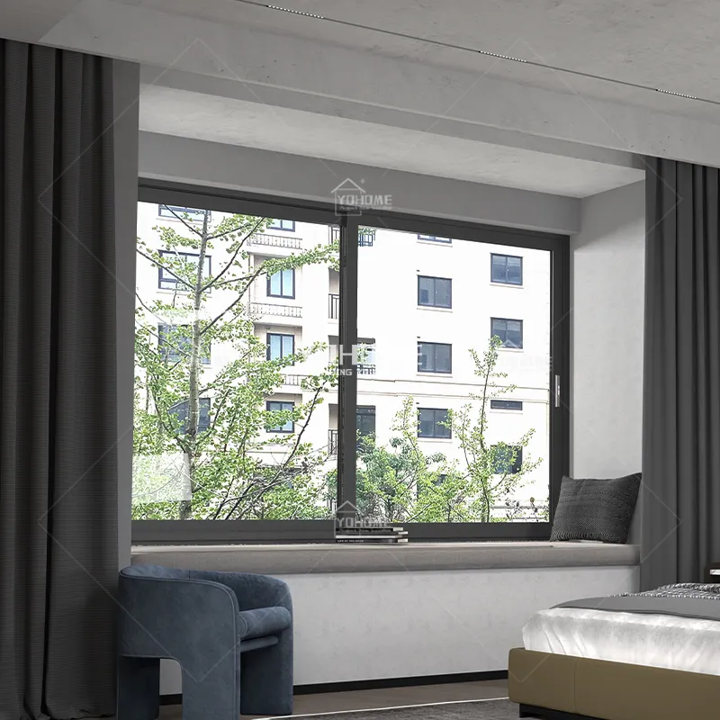 Guangdong yohome fenêtre en aluminium personnalisable avec rideaux stores fenêtres en aluminium pour chambre à coucher fenêtre résistante aux chocs