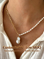 Collier en perles d'eau douce personnalisable, chaîne en acier inoxydable plaqué or 18 carats, bijou cadeau pour femme, Perlenkette