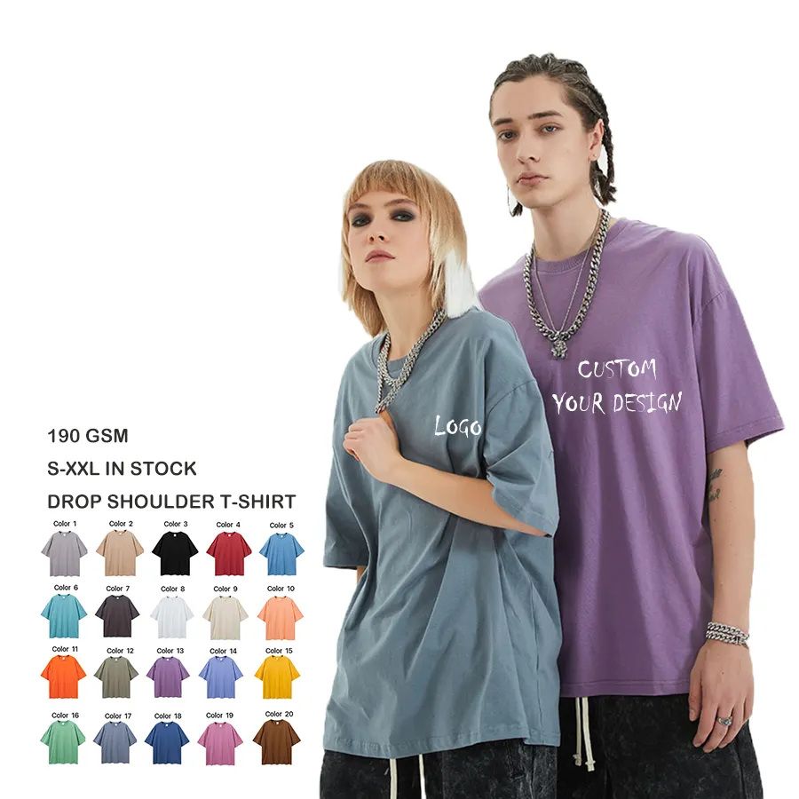 Đồng Bằng T Áo Sơ Mi 100% Cotton Phụ Nữ Quá Khsize T Áo Sơ Mi Thêu In Logo Cộng Với Kích Thước 190G T Áo Sơ Mi Cộng Với Kích Thước Người Đàn Ông Của T-Shirts