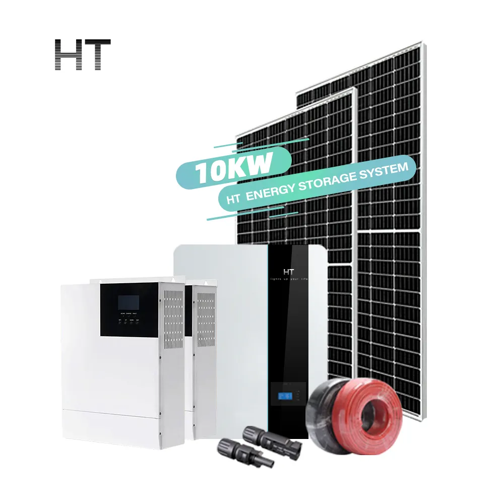 HTソーラーパネル10 kvaソーラーインバーターリチウムバッテリー電源システム、バッテリーバックアップ付きソーラーパワーシステム用