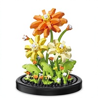 Ensemble de blocs de construction floraux 285 pièces en plastique ABS, modèle de bouquet DIY avec couvercle anti-poussière, décoration de bureau, cadeau