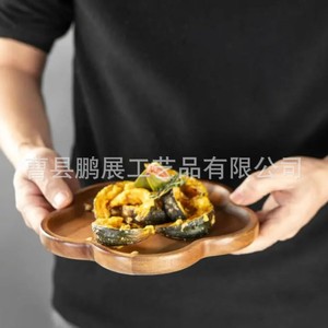 Pengzhan Japanese Style Wooden <b>Tray</b> Flower Shape Solid Wood Serving Plate For Home Restaurant <b>Tea</b> Party Decorative Use - Product Image 2