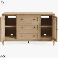 Commode extra large en bois massif Sausalito de haute qualité, style vintage moderne du milieu du siècle, table de toilette multifonctionnelle et écologique avec rangement