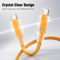 Câble USB PD 60W tressé en alliage d'aluminium au design cristal de glace, compatible avec ordinateur portable, moniteur et téléphone portable