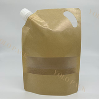 Emballage de liquide de liquide accepté par impression personnalisée rechargeable 1L 1.5L 2L 3L avec poignée et fenêtre sac de pochette à bec en papier kraft