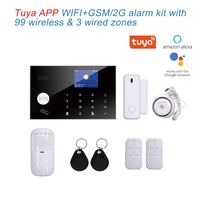 WiFi 433Mhz 4G Système d'alarme intelligent Tuya App Control 24/7 Surveillance Alarme incendie Porte/fenêtre PIR Détecteur de mouvement Portable Plastique
