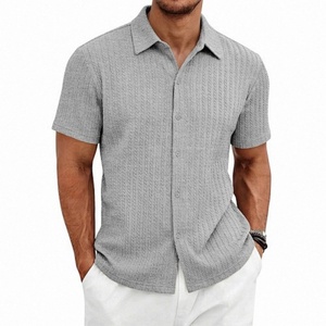 Camicia Casual a Maniche Corte da <span class=keywords><strong>Uomo</strong></span>, <span class=keywords><strong>Abbigliamento</strong></span> Maschile all'Ingrosso, Camicia <span class=keywords><strong>Slim</strong></span>-<span class=keywords><strong>Fit</strong></span> a Maniche Corte con Bottoni in Khaki Chiaro - Product Image 5