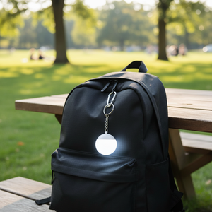 Portachiavi con luce LED a sfera bianca per regali promozionali - Product Image 3