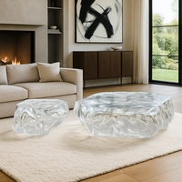 JingYue table d'appoint de luxe en résine transparente personnalisée meubles artisanaux pour espaces commerciaux hôtels salons