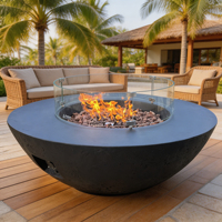 Brasero de terrasse rond en béton avec réservoir de propane intégré