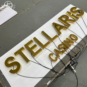 Letras de Canal Iluminadas en 3D con LED Doradas Personalizadas "<span class=keywords><strong>STELLARIS</strong></span> CASINO", Letrero Comercial Retroiluminado para Fachada de Casino - Product Image 2