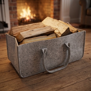 Custom Size Logo Premium Eco-friendly <strong>Large</strong> Foldable Heavy Duty Minimalist Indoor <strong>Log</strong> Carrier Felt Organizer Bag Firewood <strong>Basket</strong> - Product Image 1